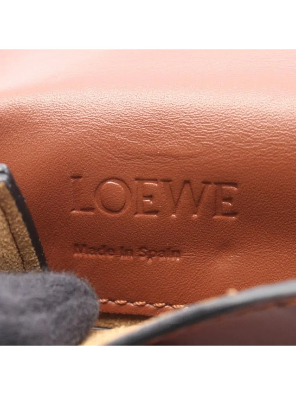 Loewe Shoulder Bag Gusset Flat Crossbody Cross Brown Leather
